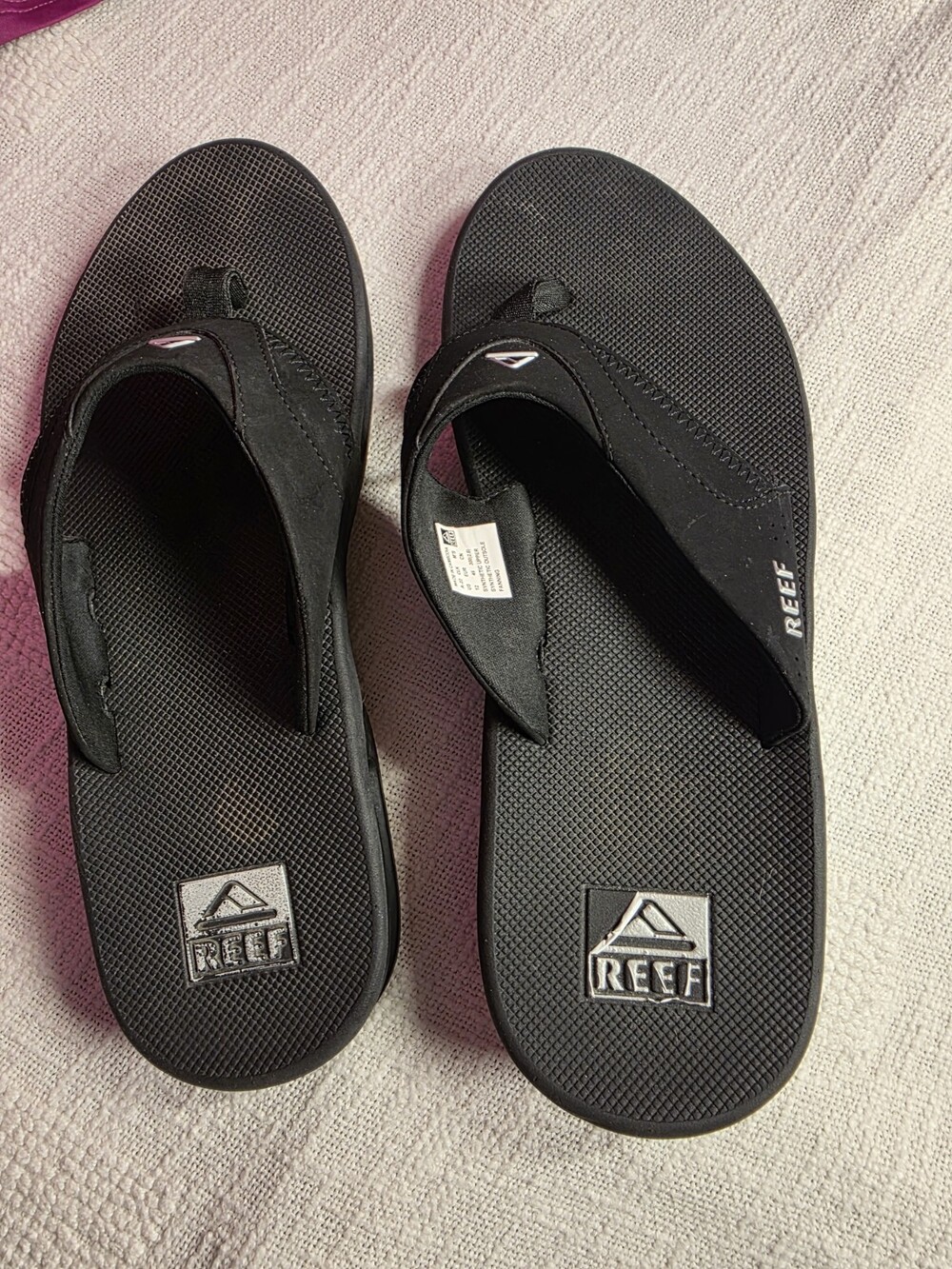 Reef Fanning Mens Flip Flops All Black Sandals Bottle Opener Airbag Size 12